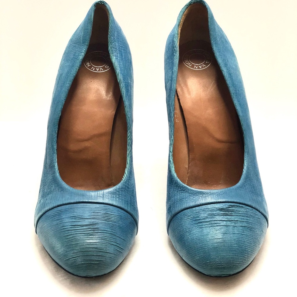 Dries Van Noten Teal Blue Round-Toe Heels
